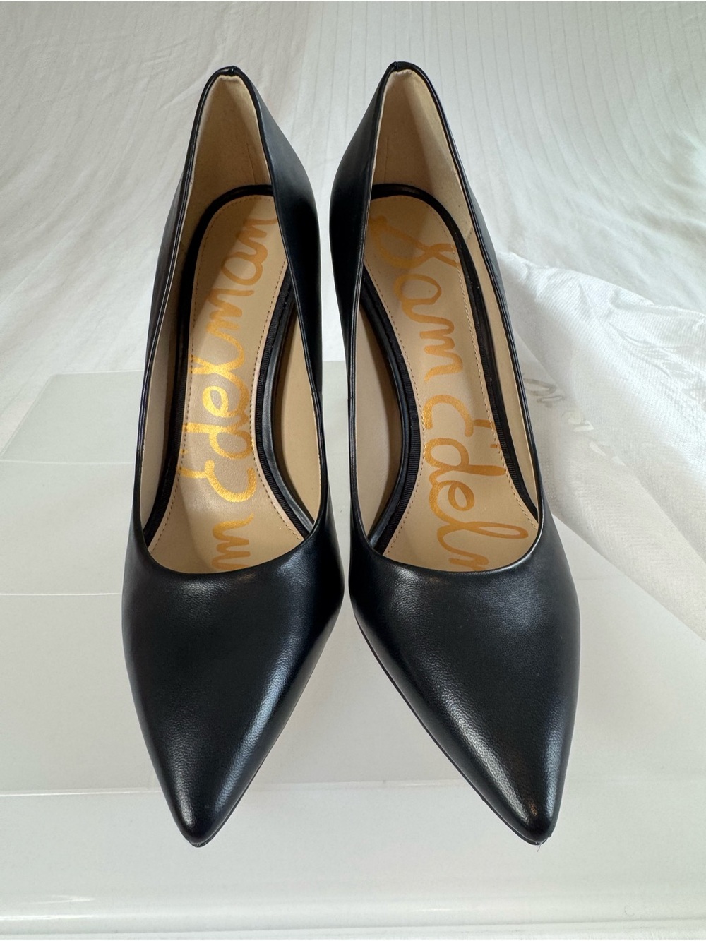Sam Edelman Black Pointed Leather Pumps - Classic Stiletto